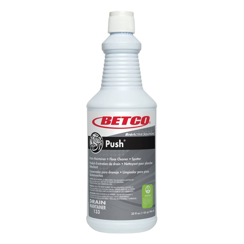 Bioactive Solutions Push. Drain Maintainer, Floor Cleaner and Spotter. 12-32oz/Case