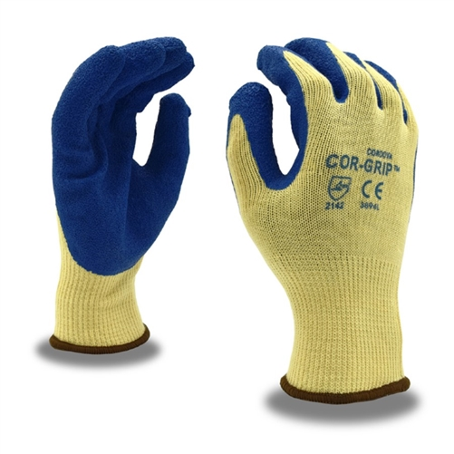 Cor Grip Gloves Large..Latex Crinkle, Knit Gloves, Machine Knit, Coated..