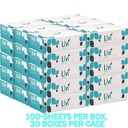 Livi Flat Box Facial Tissue, 2-Ply, 30/100-Case