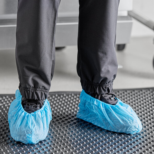 Polypropylene Shoe Cover, Non-Skid w/ Elastic, Blue, 3/100, XL