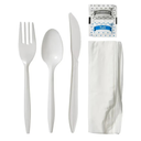 Choice White Medium Weight Wrapped Plastic Cutlery Pack with Napkin and Salt / Pepper Packets, 500 / Case