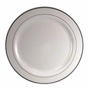 Silver Visions 6" White Plastic Plate with Silver Bands - 150/Case