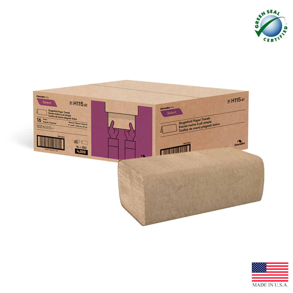 H170 SELECT BLEACHED, MULIT-FOLD TOWEL, 16/250, 4000/CASE ^ 9.1X9.5 GREEN SEAL H170