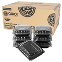 Choice 9" x 9" x 3" Microwavable 1-Compartment Black / Clear Plastic Hinged Container - 100/Case