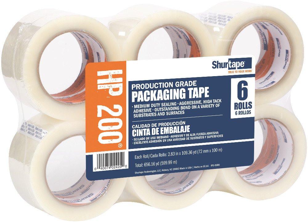 HP 200 CLEAR BOX SEALING TAPE 72MM X 100M 1.9 MIL 24RL/CS, 3" x 110 yds. 60 CASES/PALLET