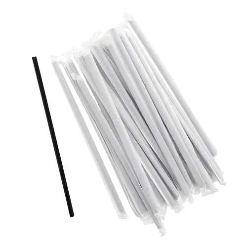 Choice 7 3/4" Jumbo Black Wrapped Straw - 1200/Case
