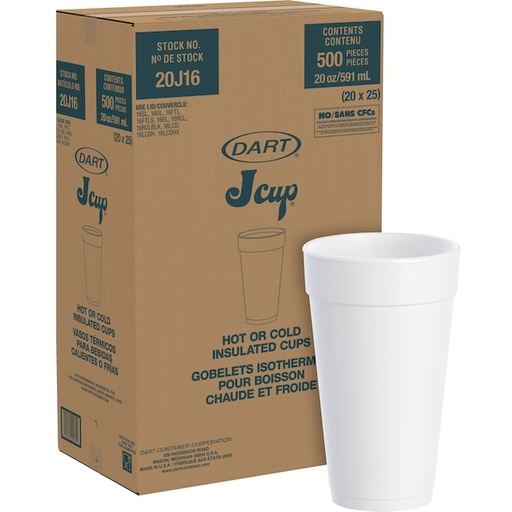 [DCC 20J16] Dart 20 oz Dart Foam Cup 500/Case