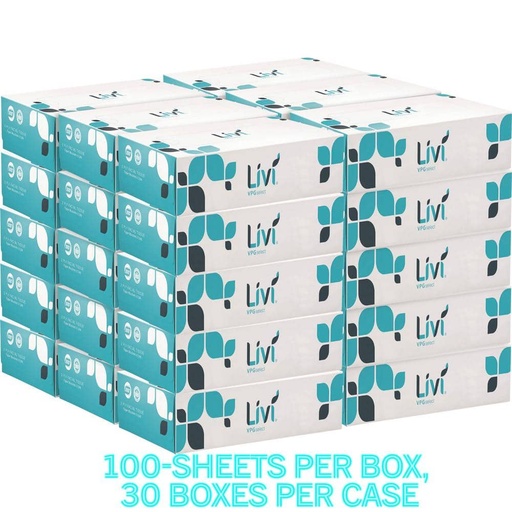 [HU 11513] Livi Flat Box Facial Tissue, 2-Ply, 30/100-Case