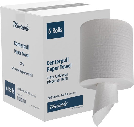 [HU 66009] Centerpull 2 Ply Bleached Towel, 6 Rolls-600 Sheets / Case