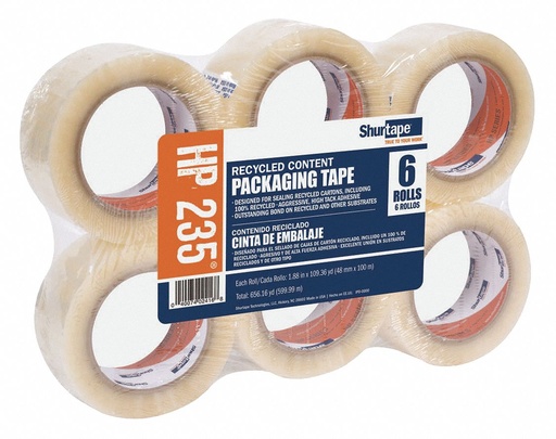 [SH 188923] HP 235 Box Sealing Tape 48mm x 100mm 2 mil. Clear. 36 Rls/Cse. For Highly Recycled Corrugated Boxes