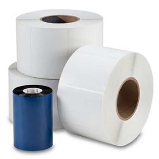 [CB 40118TA-P.6M-FS] 4" x 11.75" Piggyback  Thermal Transfer with full horizontal perf and face slits, perfed, 3" core, 8" OD, 400 labels/roll, 4 rolls/case. 40118TA-P.6M-FS