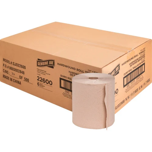 [GJO22600] Genuine Joe Embossed  Hardwound Roll Towels, Natural, 6 Rolls / Case, 7.78" Width Roll, 800' per roll