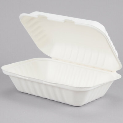 [395TO961] EcoChoice 9" x 6" x 3" Compostable Sugarcane / Bagasse 1 Compartment Take-Out Container - 200/Case