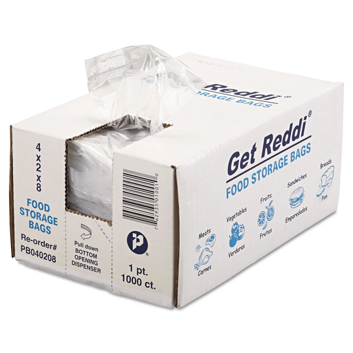 [PB040208] Get Reddi Food Storage Bags 4"x2"x8" 1000/Box