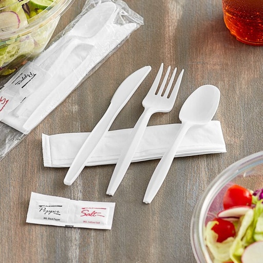 [HU ITCOMBO1] Fork, Knife, Spoon, Salt, Pepper, Napkin 250 / Case, #330WH