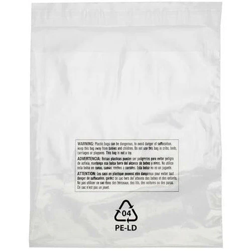 [LAD 16225] 11" x 14" x 1.5 Mil, Lip & Tape Poly Bag Resealable, 1.5" Lip w/Suffocation Warning. 1000/Case. LAD16225