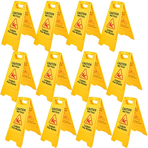 [HU WS0001] WET FLOOR SIGN YELLOW 25" TALL BILINGUAL